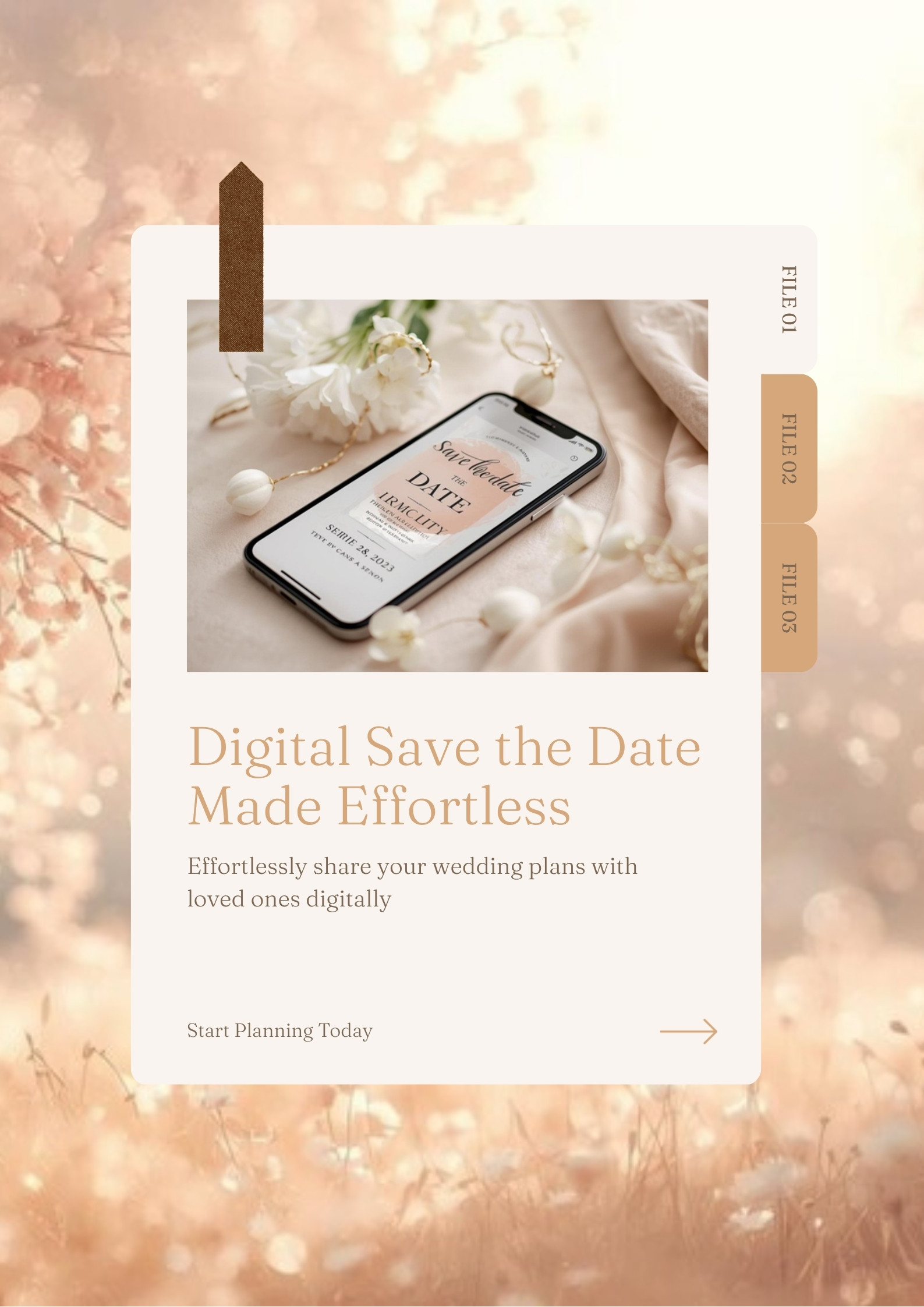 Smartphone met digitale save the date en kalender