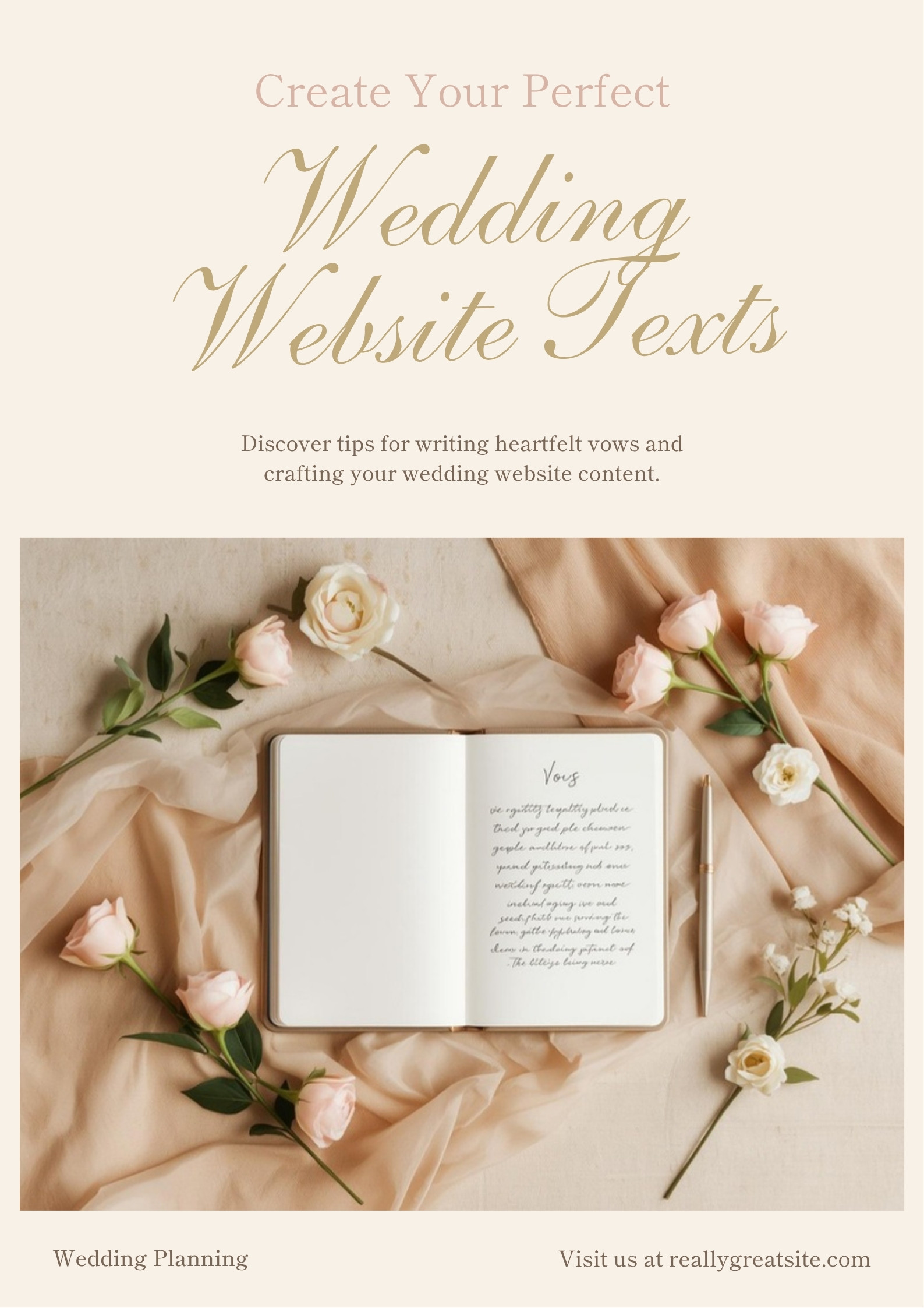 Notitieboek met trouwteksten, pen en bloemen